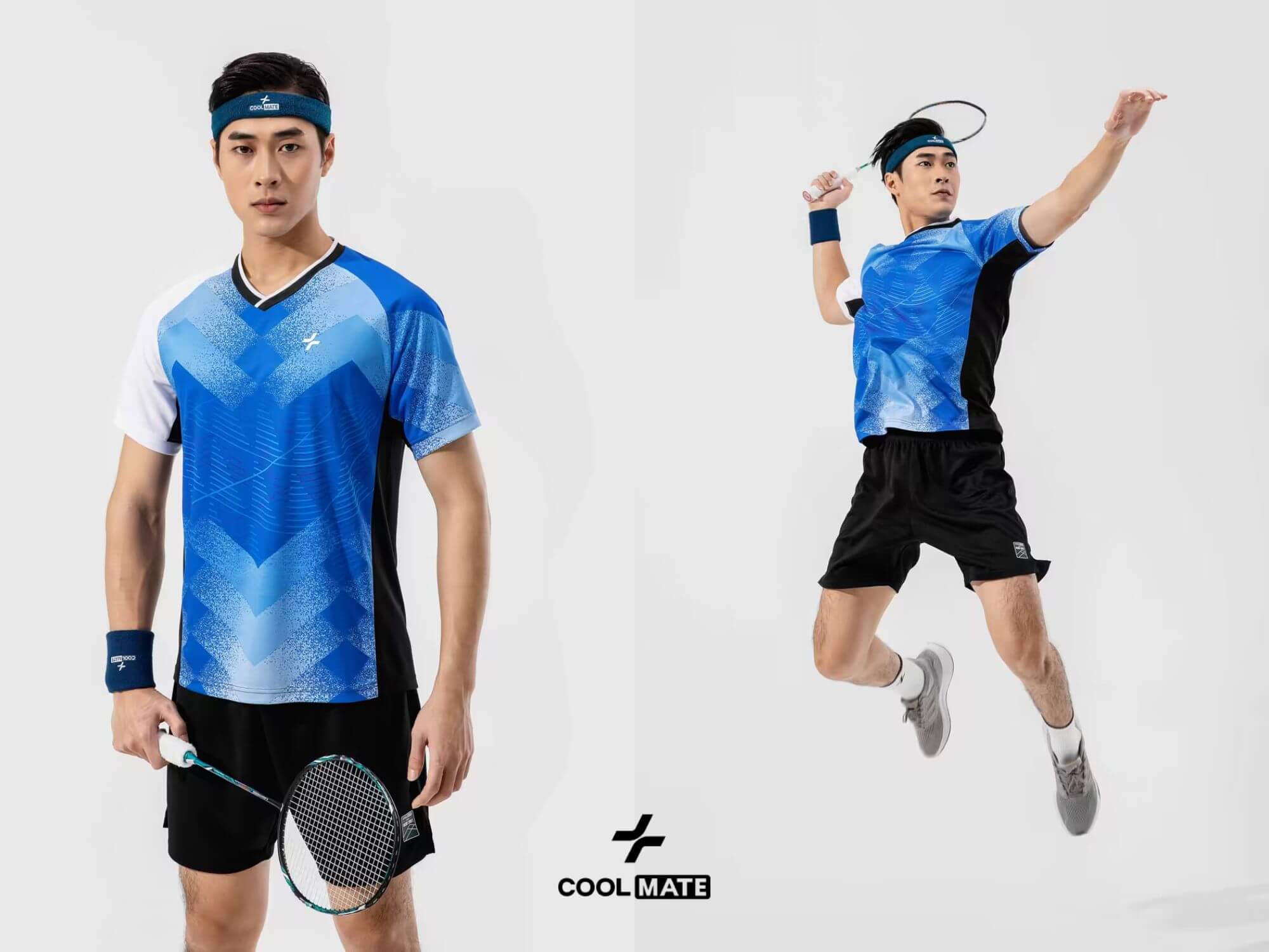 Áo cầu lông nam Racquet Sport Graphic Blue Pattern với họa tiết hiện đại