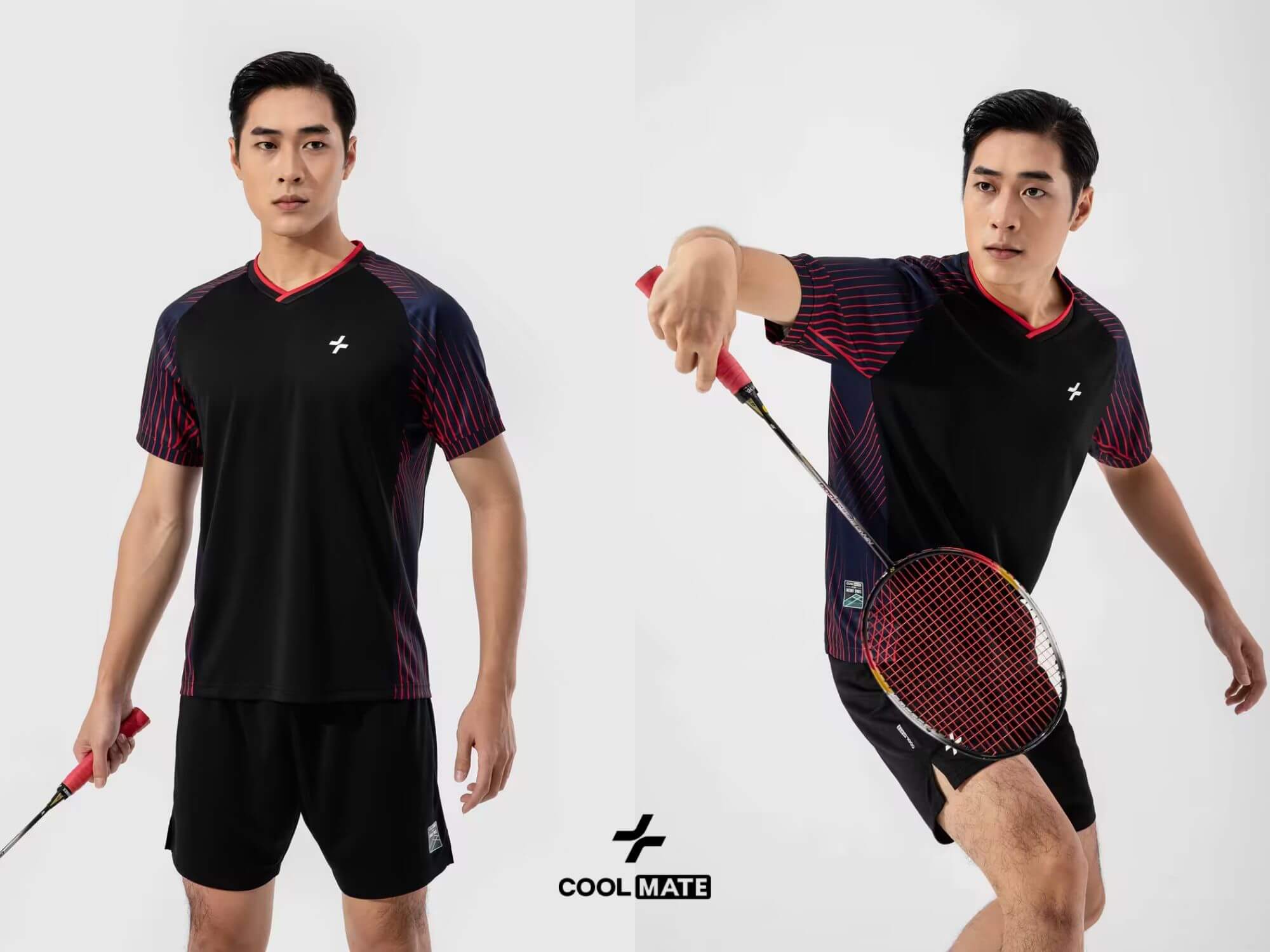 Áo cầu lông nam Racquet Sport Graphic Red Line với đường kẻ đỏ mạnh mẽ
