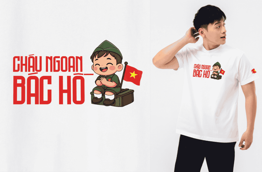 Áo thun Relaxed Fit Cháu ngoan Bác Hồ bé trai