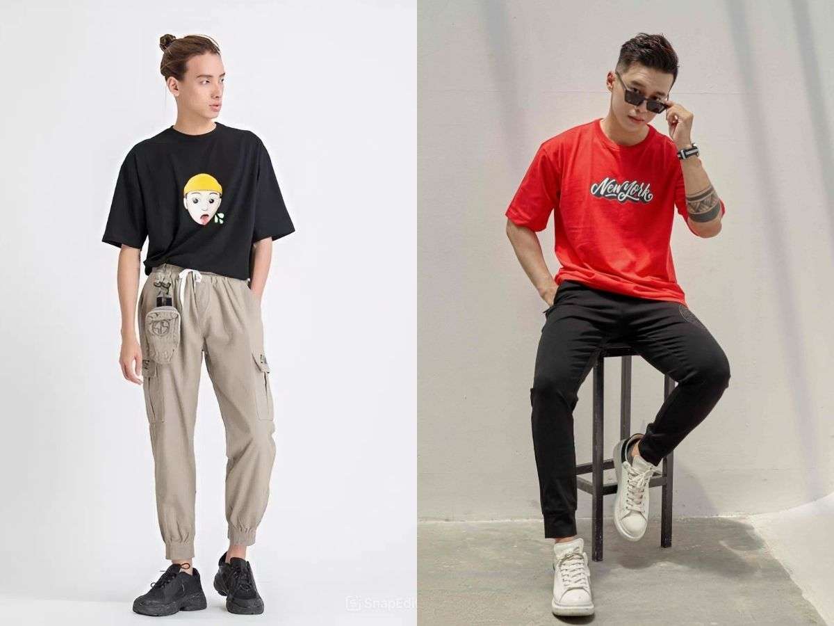 Trông khỏe khoắn và hiện đại khi kết hợp áo thun tay lỡ với quần jogger