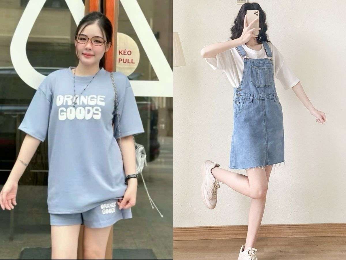 Trông trẻ trung và tinh nghịch khi mặc áo thun tay lỡ với quần short hoặc yếm