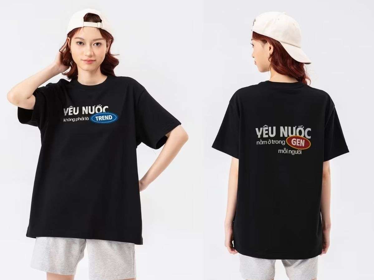 Mẫu áo thun Việt Nam với slogan Yêu Nước Trong Gen của Coolmate