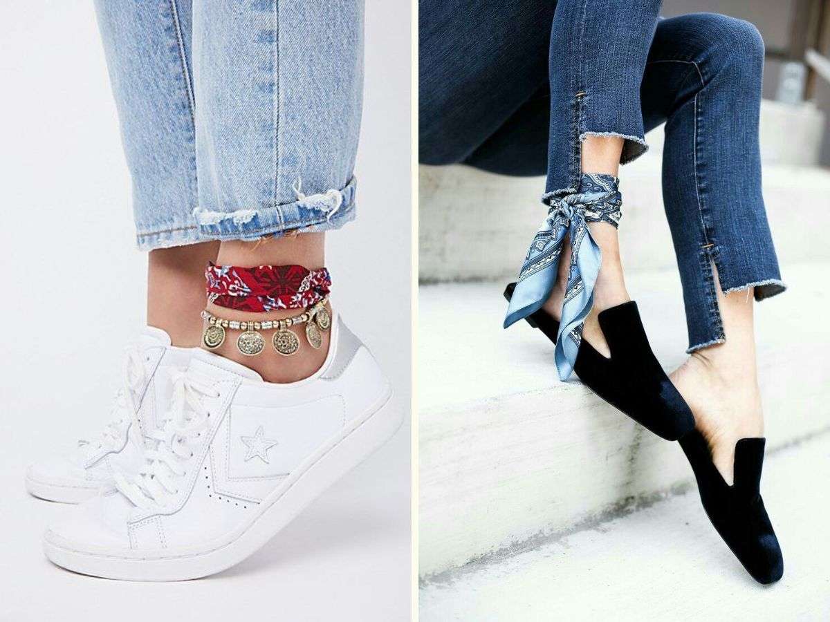 Tạo điểm nhấn với cách buộc khăn bandana vào cổ chân