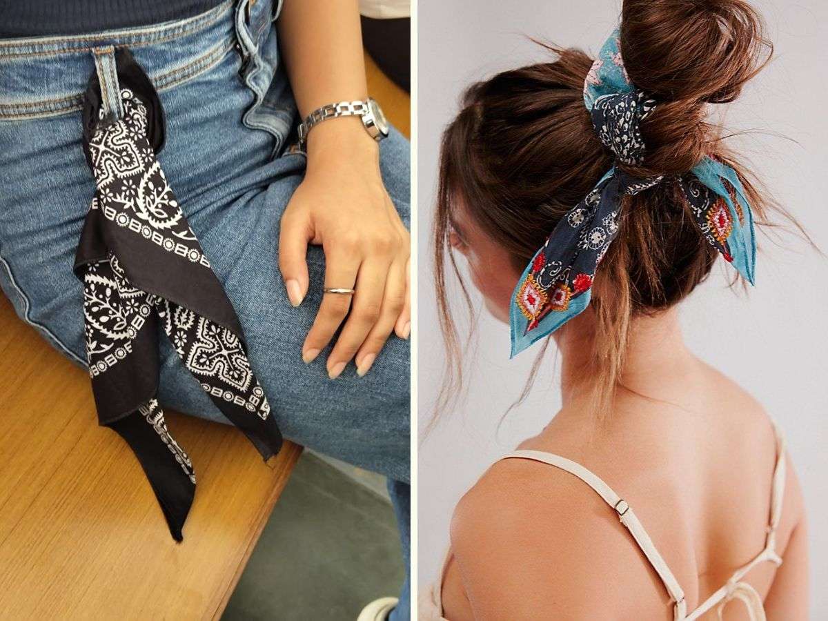 Thêm xinh xắn với việc sử dụng khăn bandana ở đai quần hoặc búi tóc
