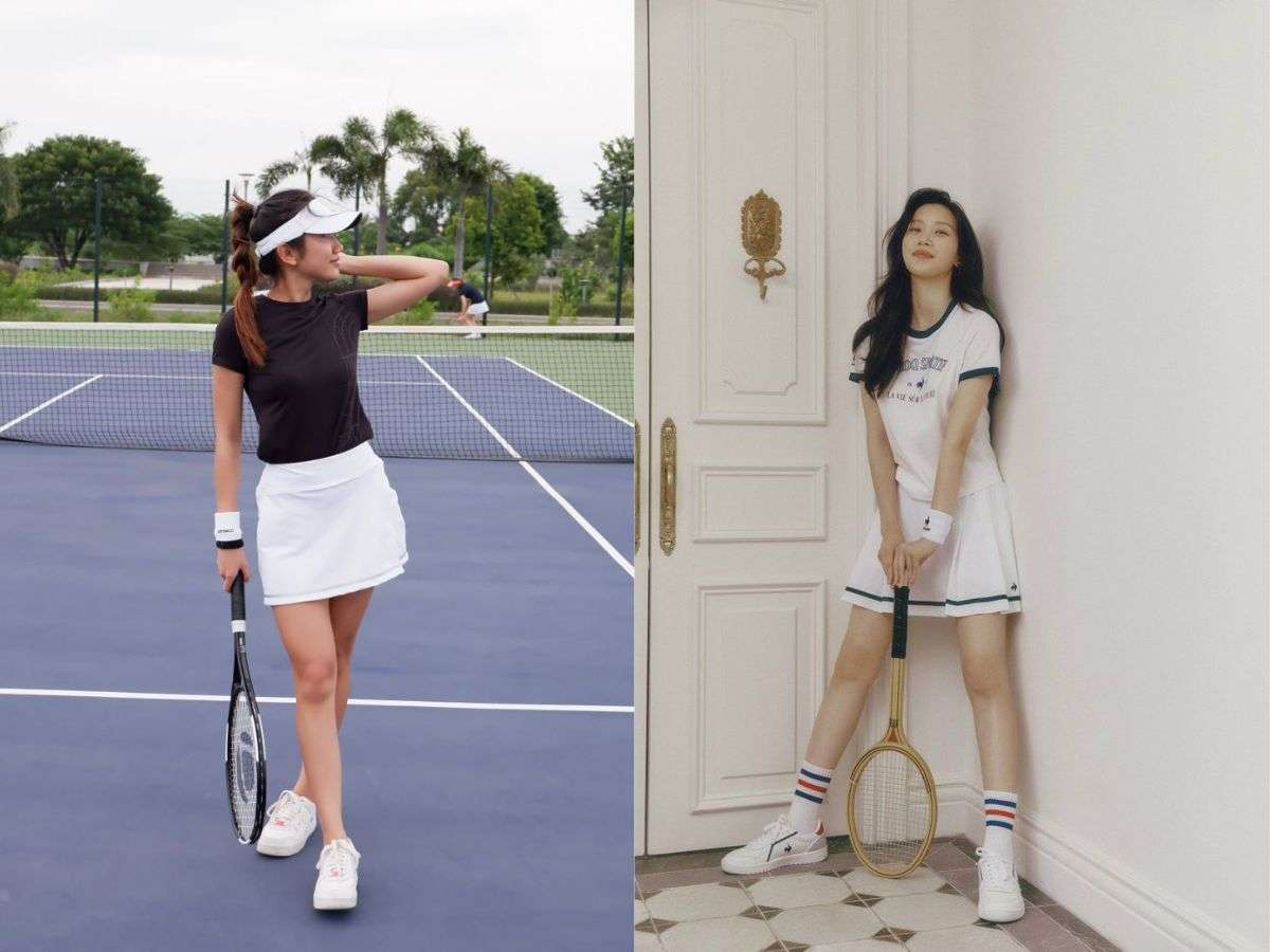 Phối áo thun và chân váy tennis năng động