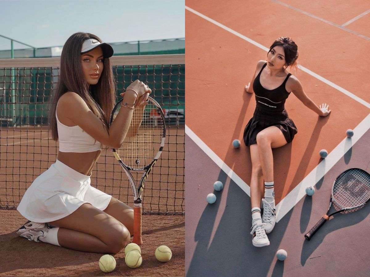 Phối áo 2 dây hoặc bra thể thao với chân váy tennis