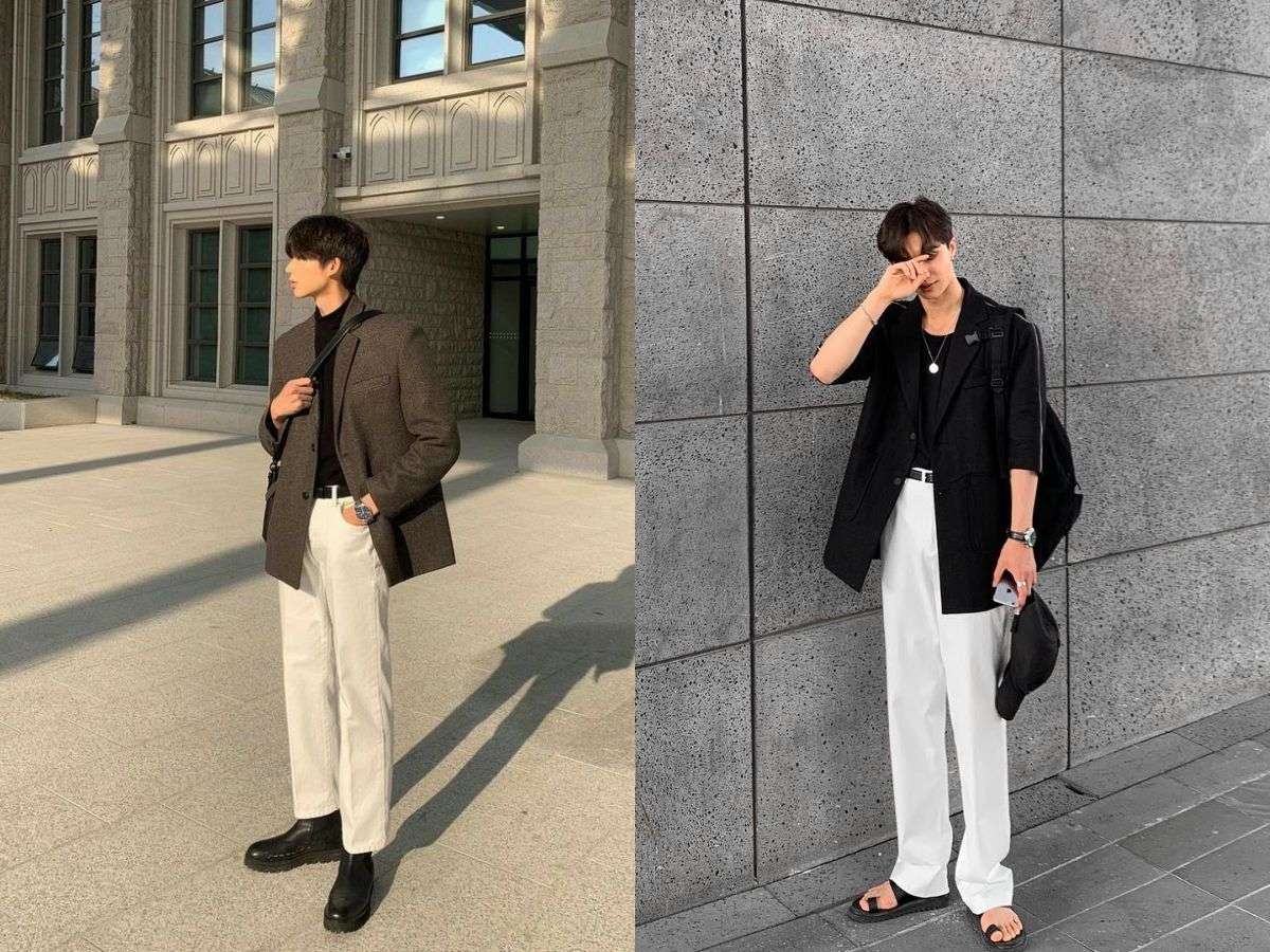 Các quý ông không nên bỏ qua outfit quần Âu trắng nam và blazer