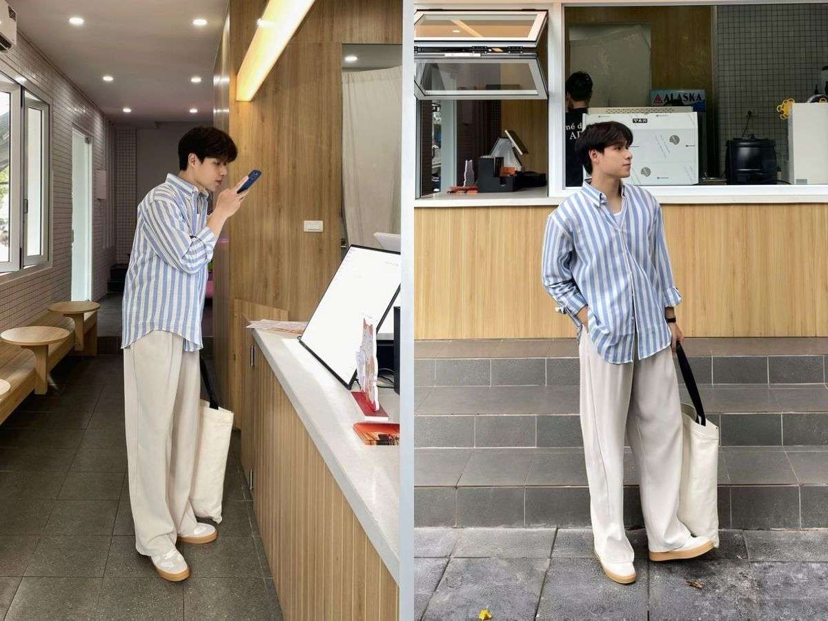 Quần âu nam màu trắng giúp set đồ thêm phần hiện đại