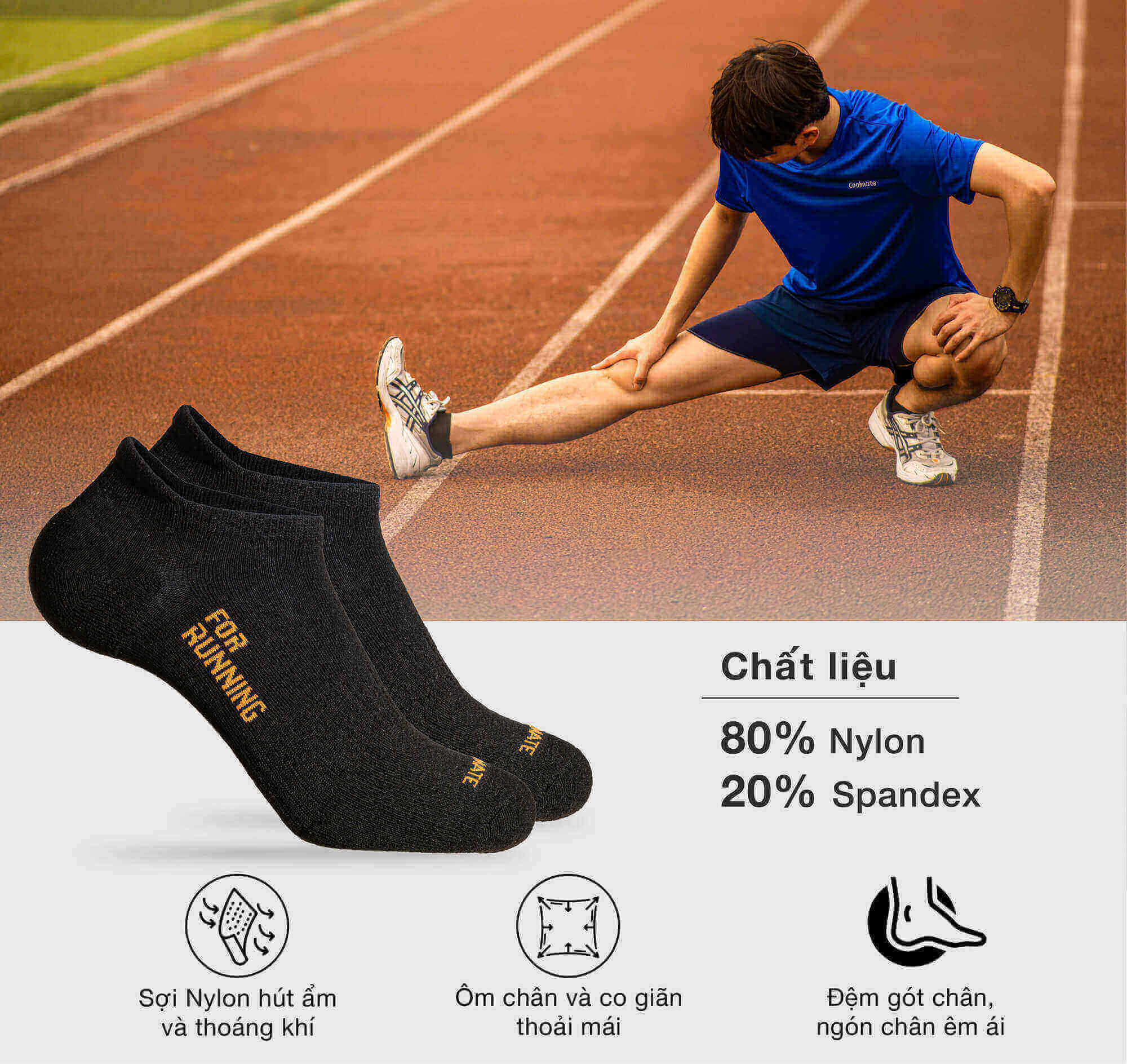 Chi tiết chất liệu và tính năng của Tất chạy bộ Essential