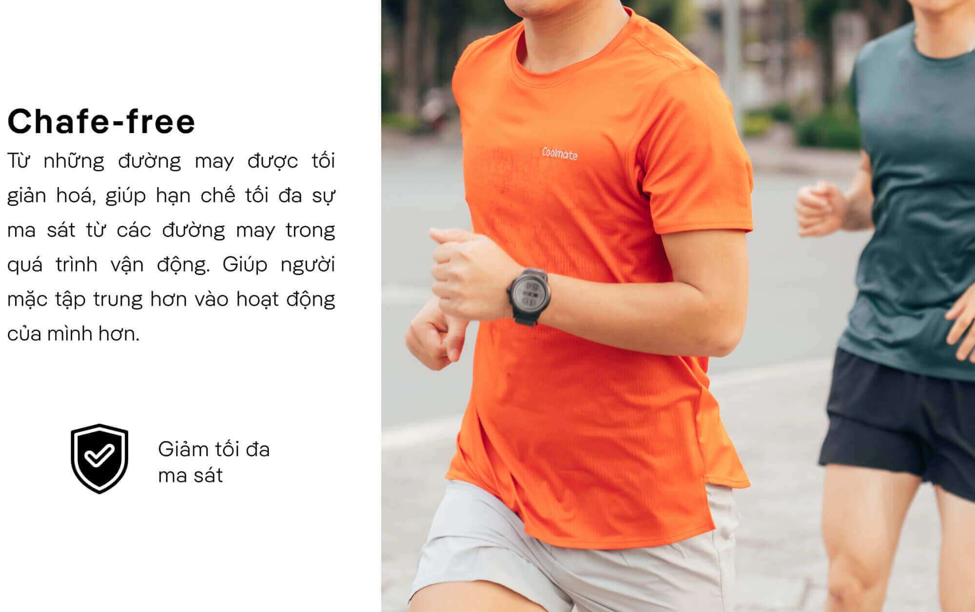 Công nghệ Chafe-free giảm ma sát trên áo chạy bộ Coolmate