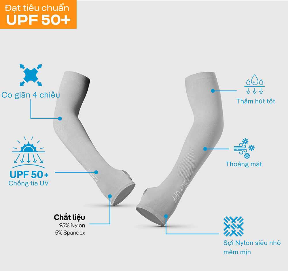 Găng tay chống UV đạt chuẩn UPF 50+ với chất liệu co giãn, mềm mịn
