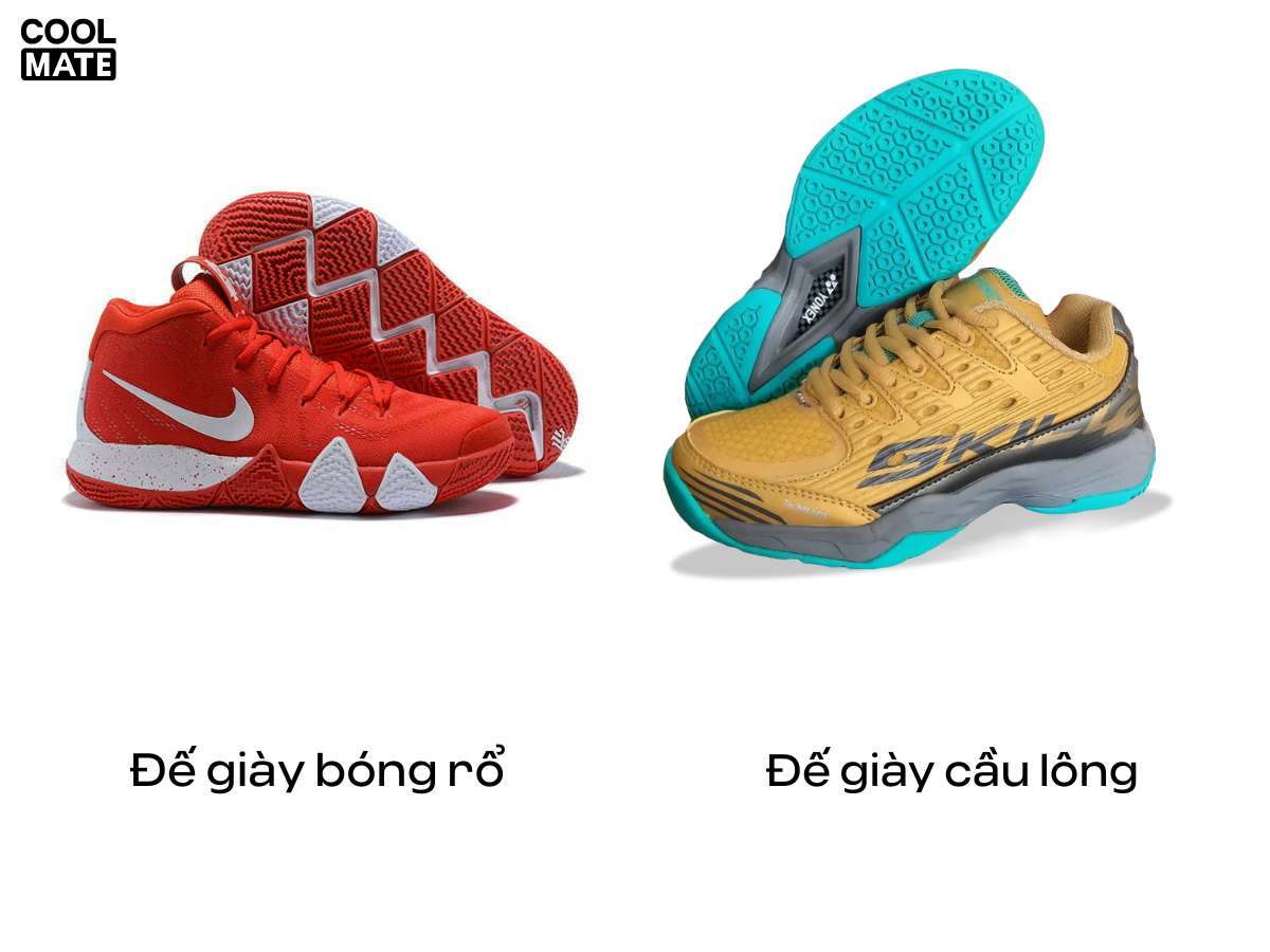 Thiết kế đế giày cầu lông và giày bóng rổ khác nhau