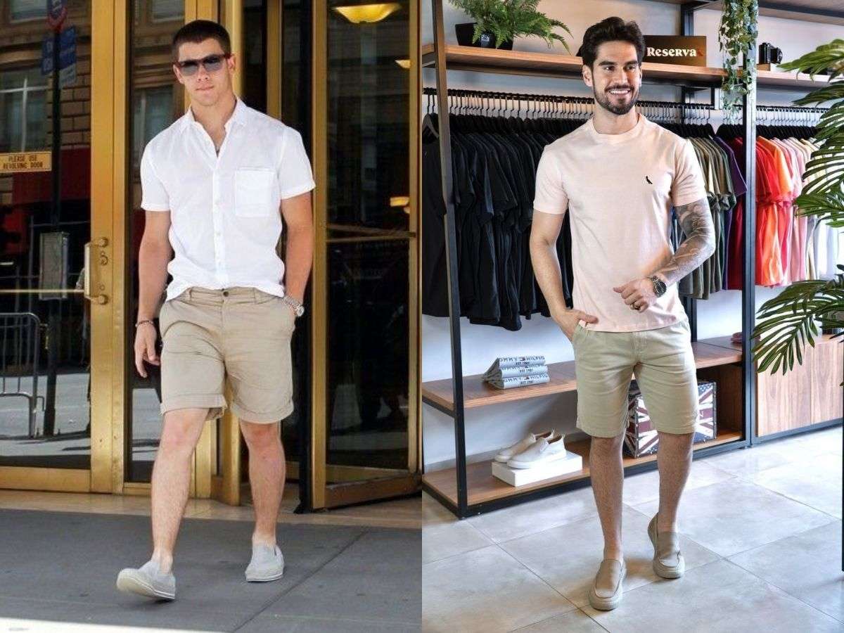 Phối quần short và giày slip on cho nam