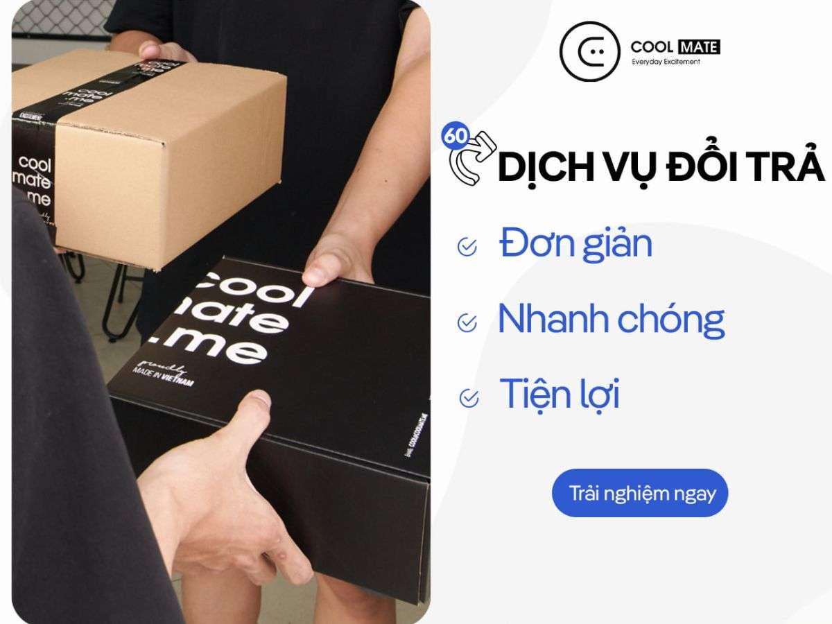 Coolmate có chính sách đổi trả miễn phí trong vòng 60 ngày độc đáo