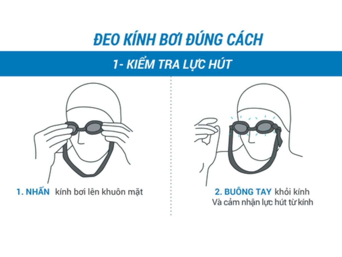 Kiểm tra kích thước và độ ôm của kính bơi