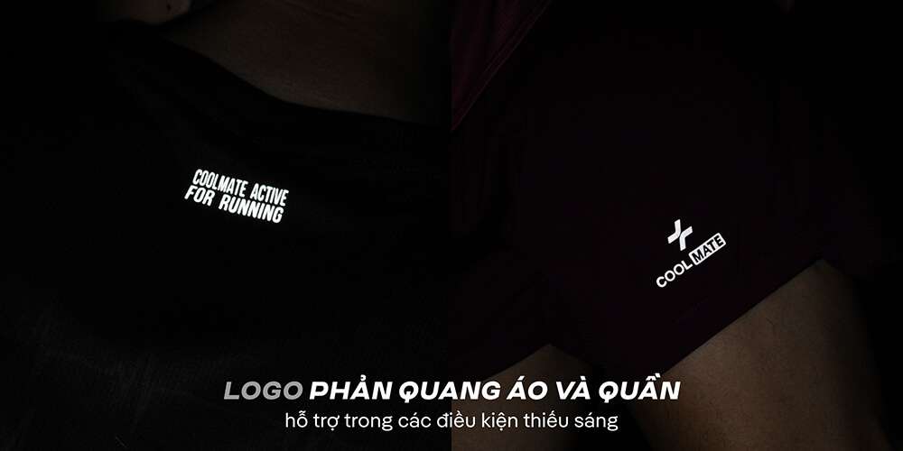 Logo Coolmate phản quang hỗ trợ an toàn khi chạy bộ trong điều kiện thiếu sáng