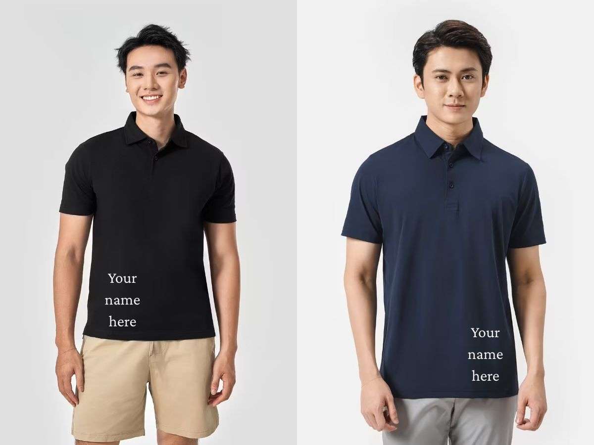 Áo polo in tên ở vạt áo