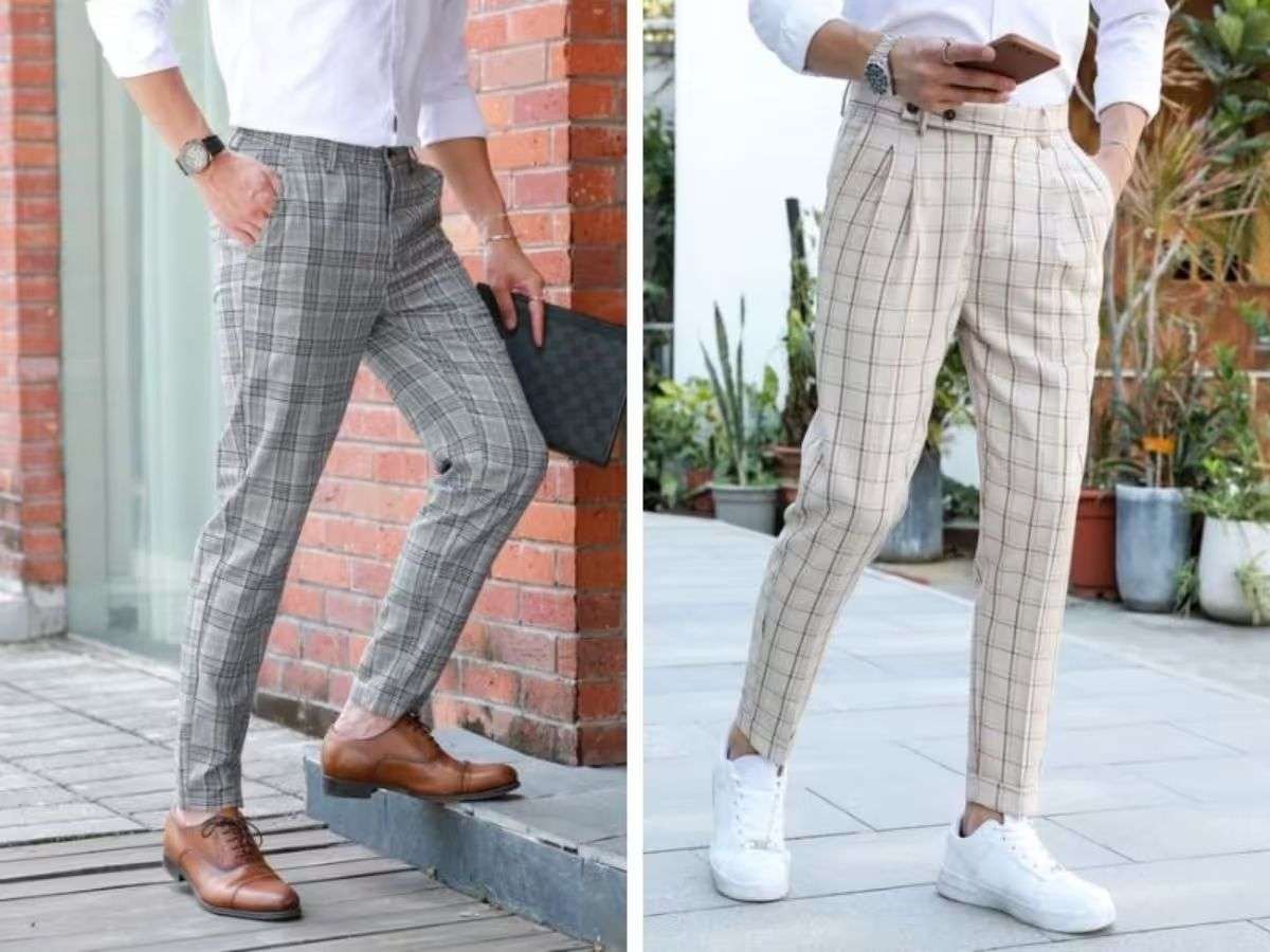 Phối đồ với áo sơ mi trắng nam - Quần kẻ sọc