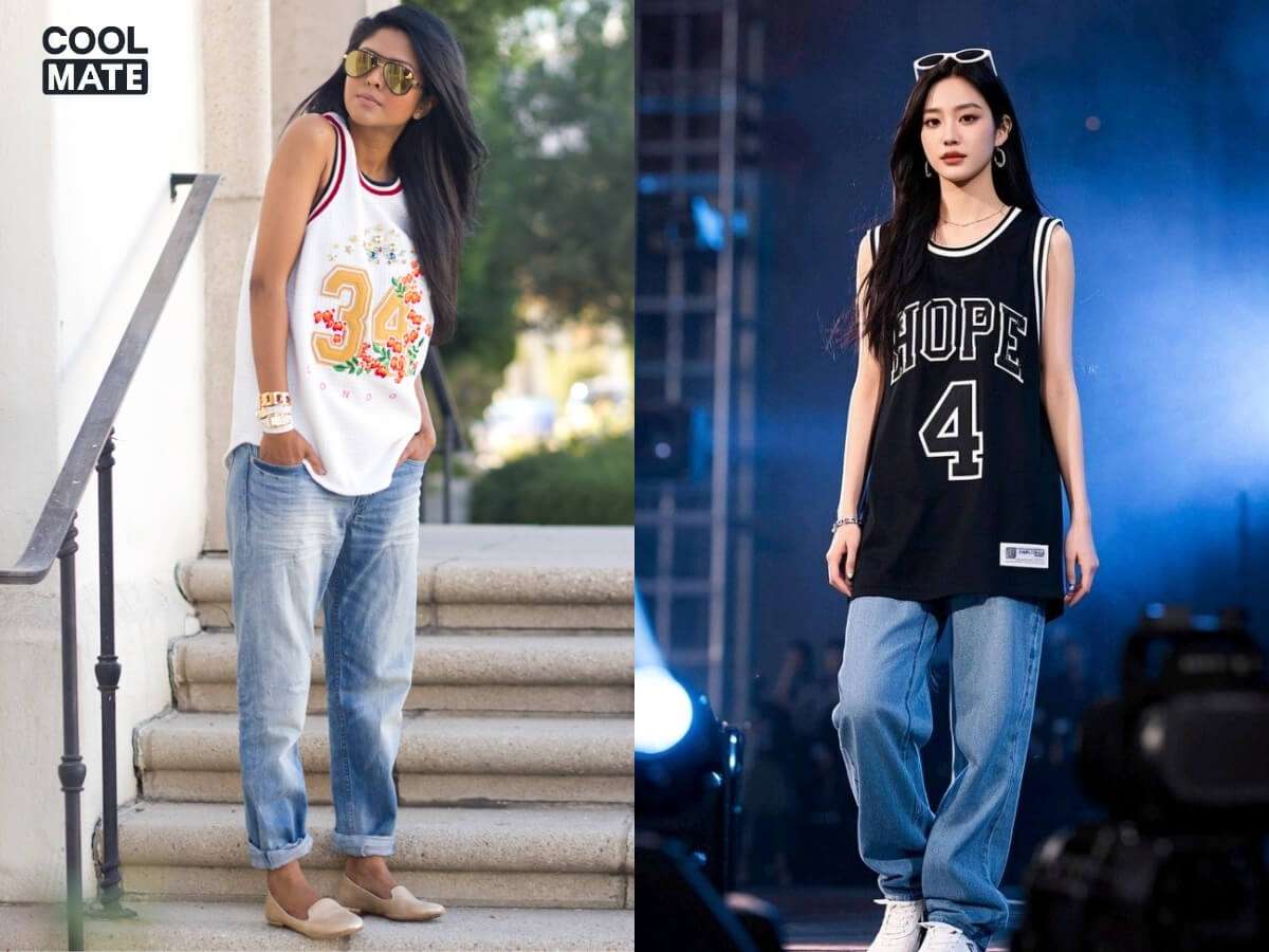 Áo bóng rổ và quần Jeans