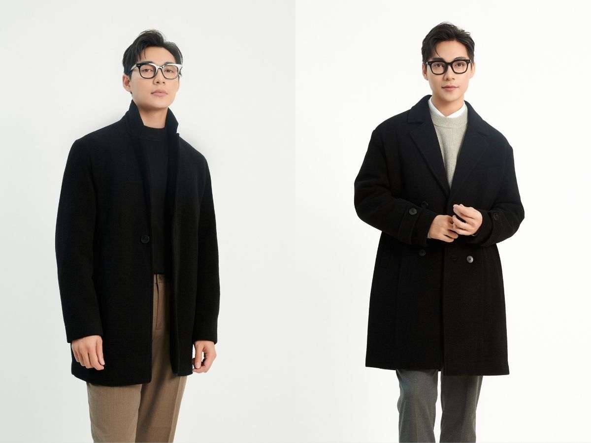 Áo măng tô nam tôn thêm vẻ sang trọng khi kết hợp với áo len cashmere