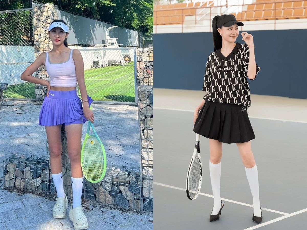 Chọn giày phối cùng chân váy tennis
