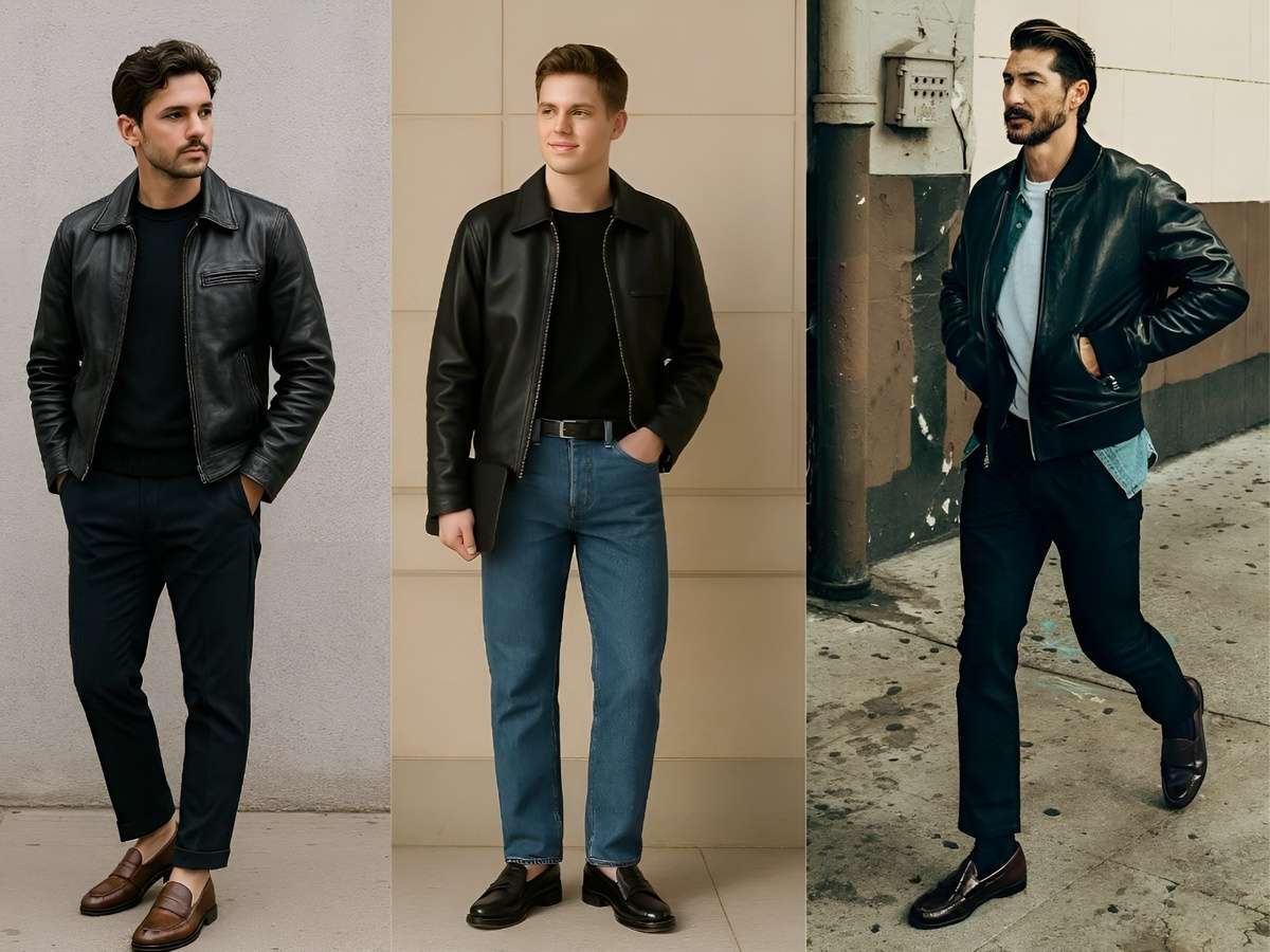 Cách phối đồ với giày Loafer nam với áo khoác da