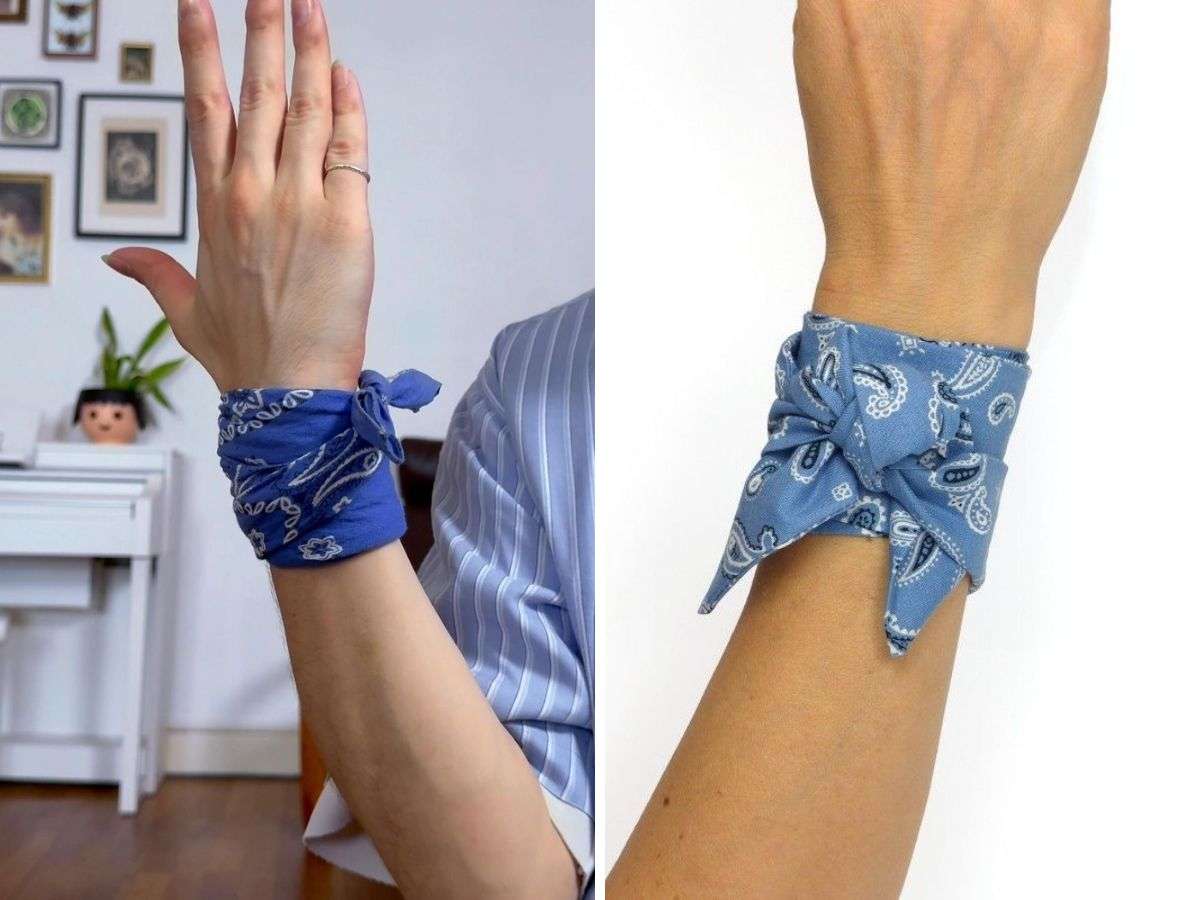 Thêm phụ kiện nổi bật cùng cách buộc khăn turban ở cổ tay