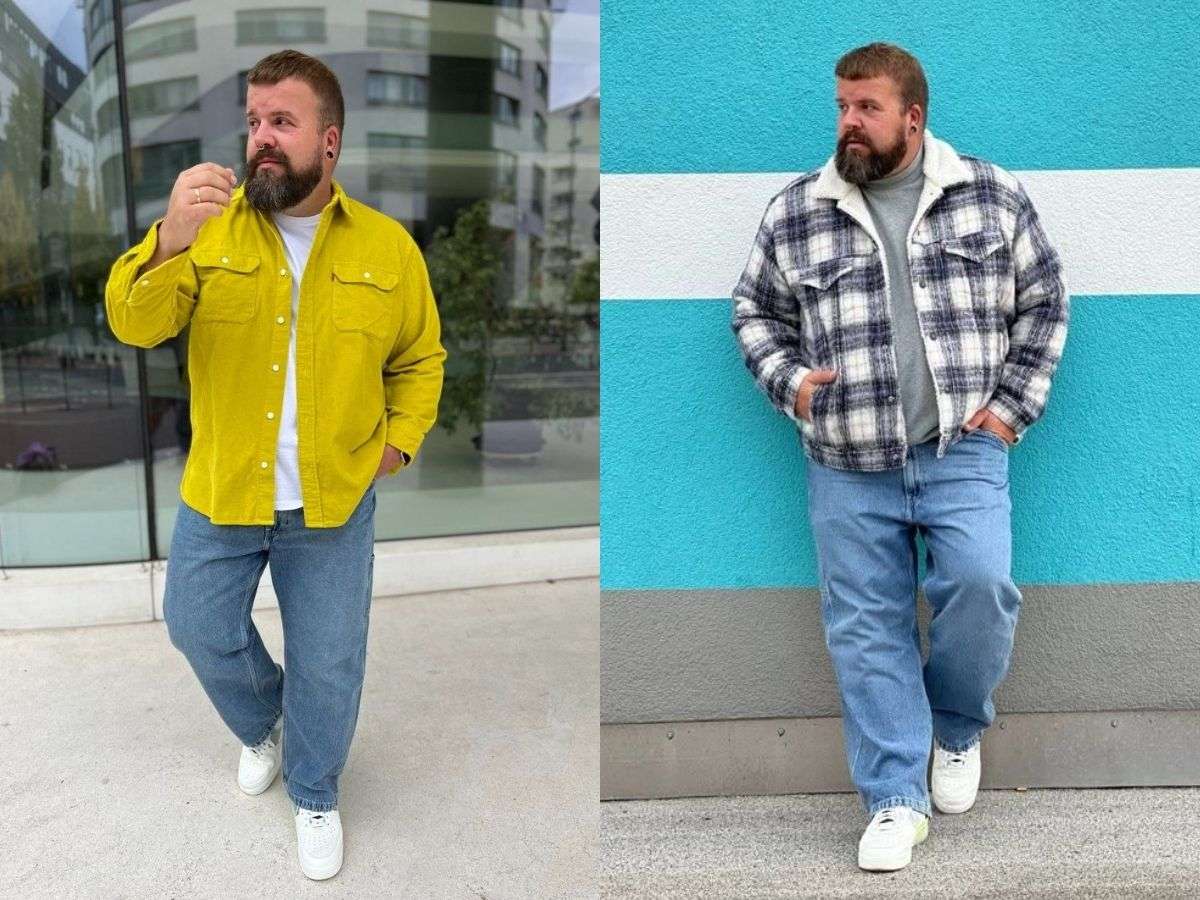 Phối quần jean và giày Adidas cho dáng người big size
