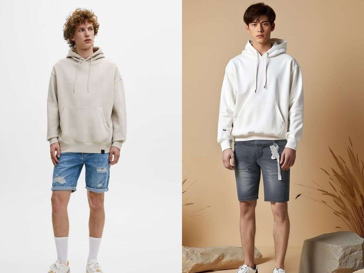 Quần jean lửng cùng áo hoodie đầy năng động