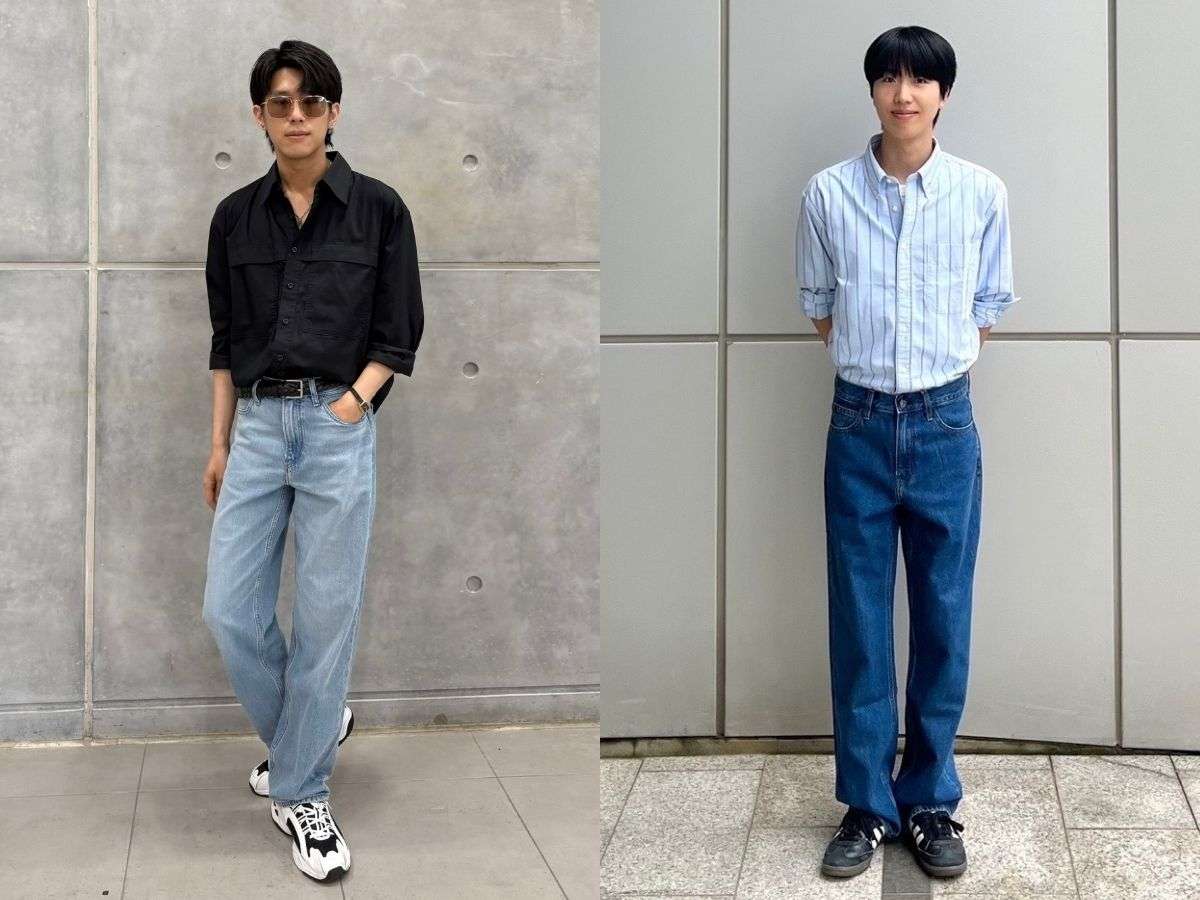 Quần jean và giày Adidas dành cho người gầy