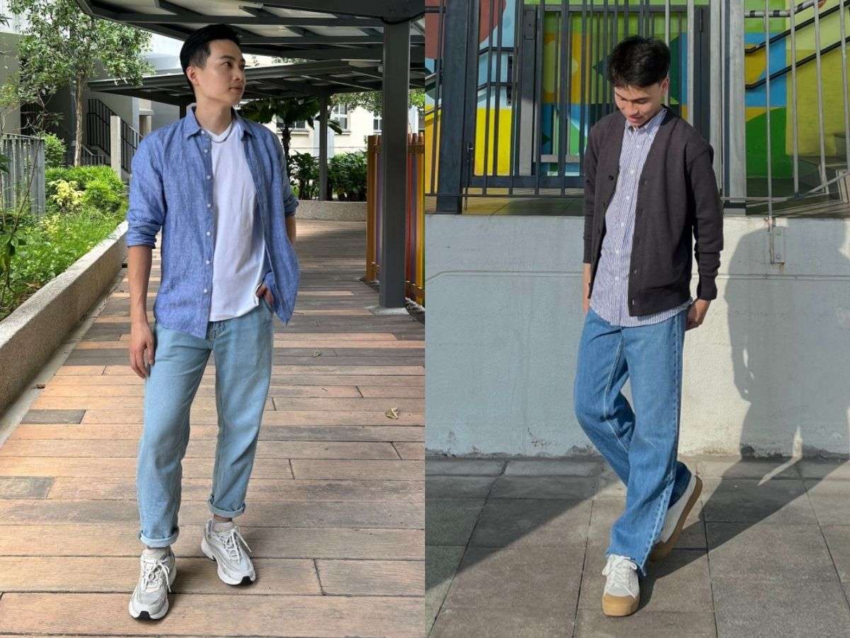 Cách mặc quần jean với giày Adidas cho người thấp