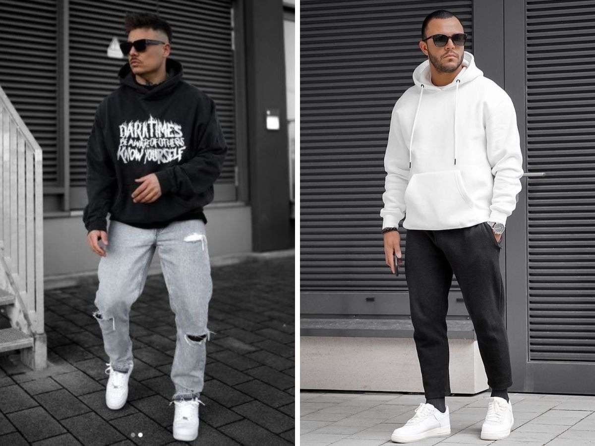 Quần jean slim fit mix áo hoodie