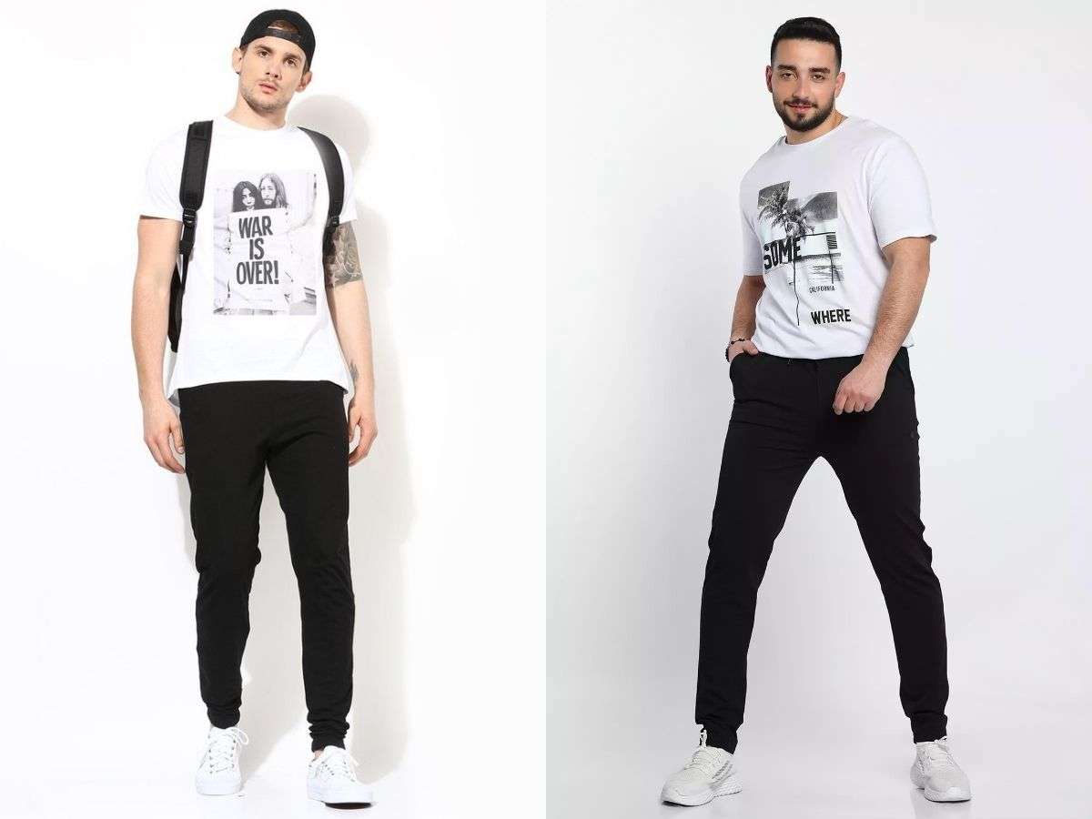 Jogger túi hộp đi cùng graphic tee và sneaker tạo nên vẻ bụi bặm mạnh mẽ
