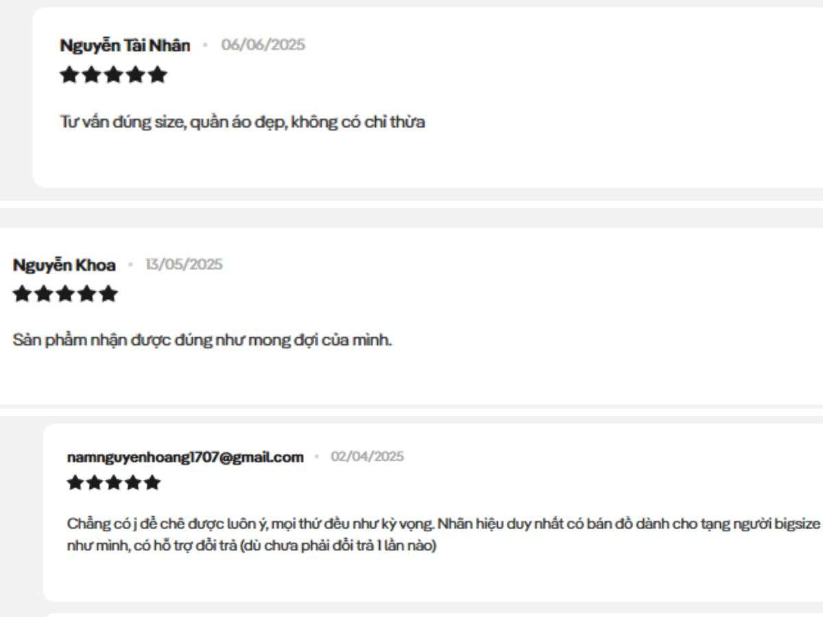 Chia sẻ của khách hàng khi dùng áo trên website