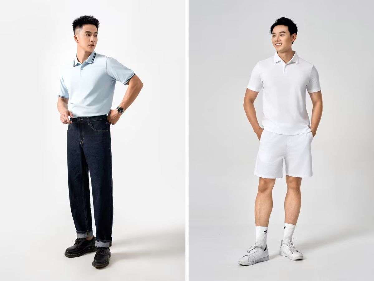 Phong các năng động sự kết hợp giữa áo cùng quần short và quần jean