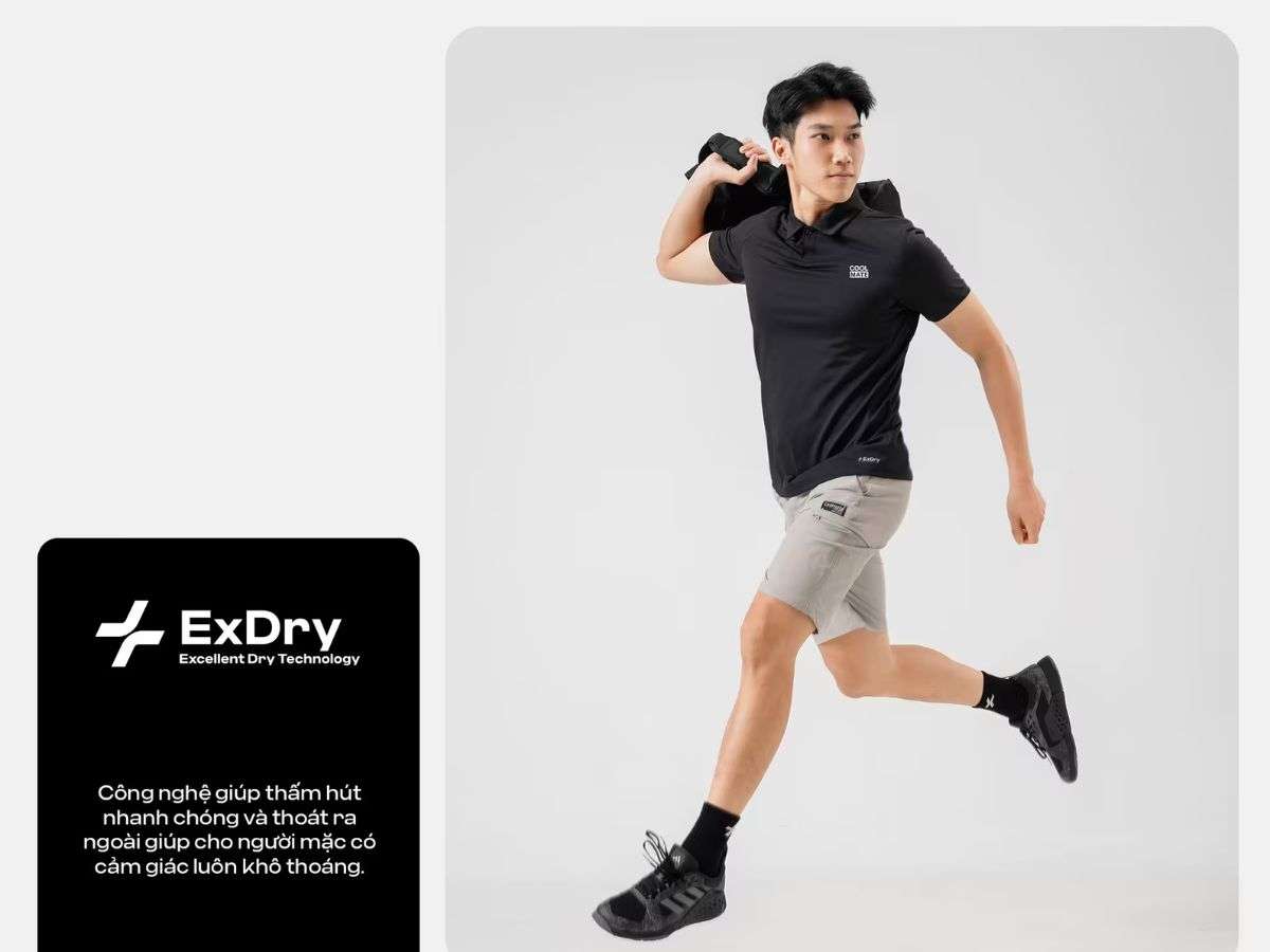 Công nghệ ExDry nổi bật giúp vải thấm hút mồ hôi nhanh và khô vượt trội