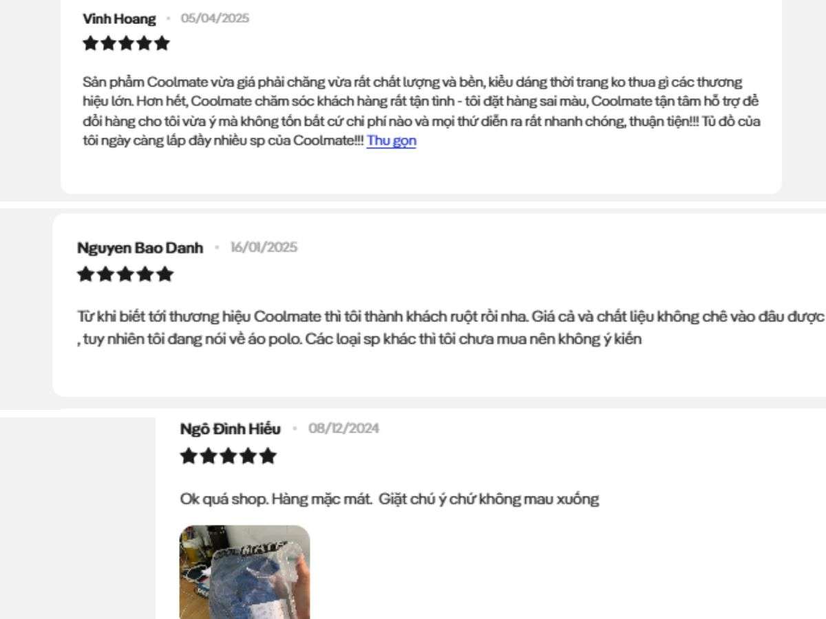 Chia sẻ của khách hàng khi dùng áo trên website