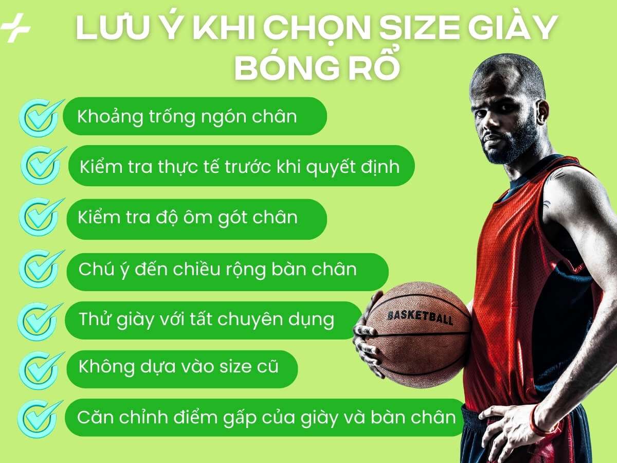 Lưu ý khi chọn size giày bóng rổ