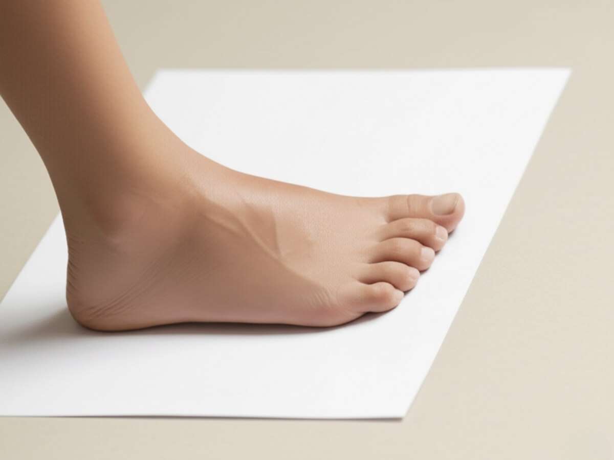 Đặt chân lên giấy để đo size giày
