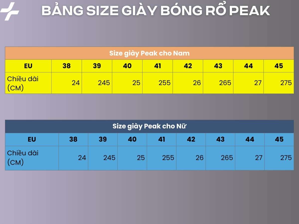 Bảng size giày bóng rổ Peak