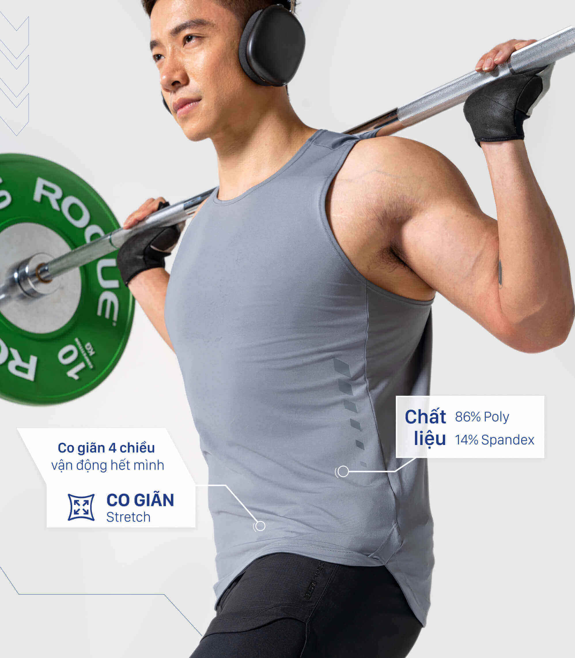 Tanktop Gym Set Coolmate với chất liệu co giãn 4 chiều, hỗ trợ tập luyện