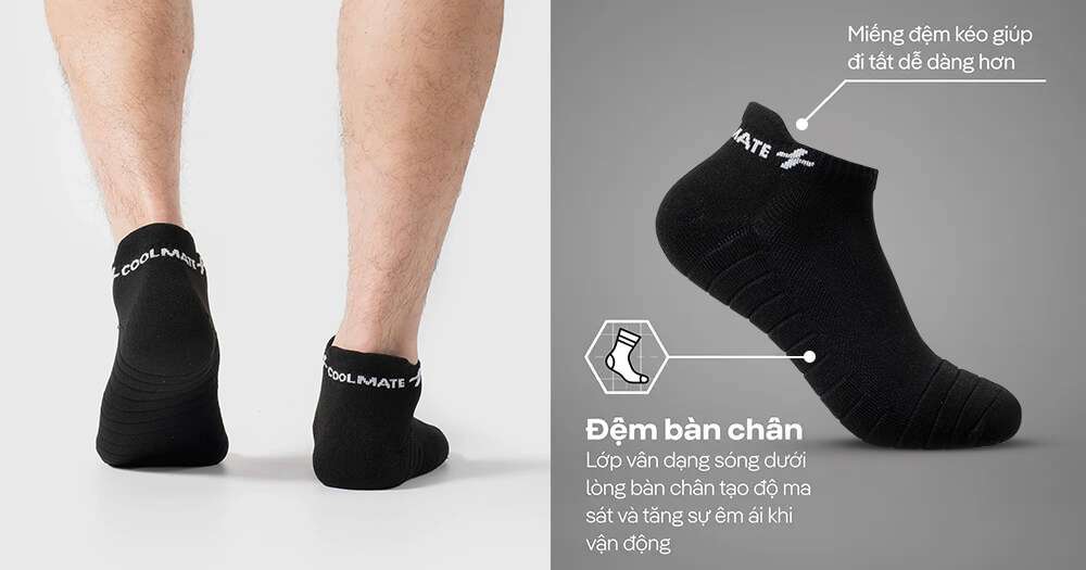 Tất chạy bộ Essentials II với thiết kế đệm bàn chân và miếng đệm gót tiện lợi