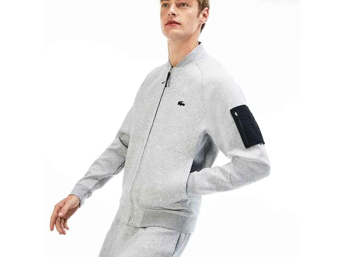 Áo khoác bomber hàng hiệu Men's Lacoste Motion Fleece Bomber màu xám