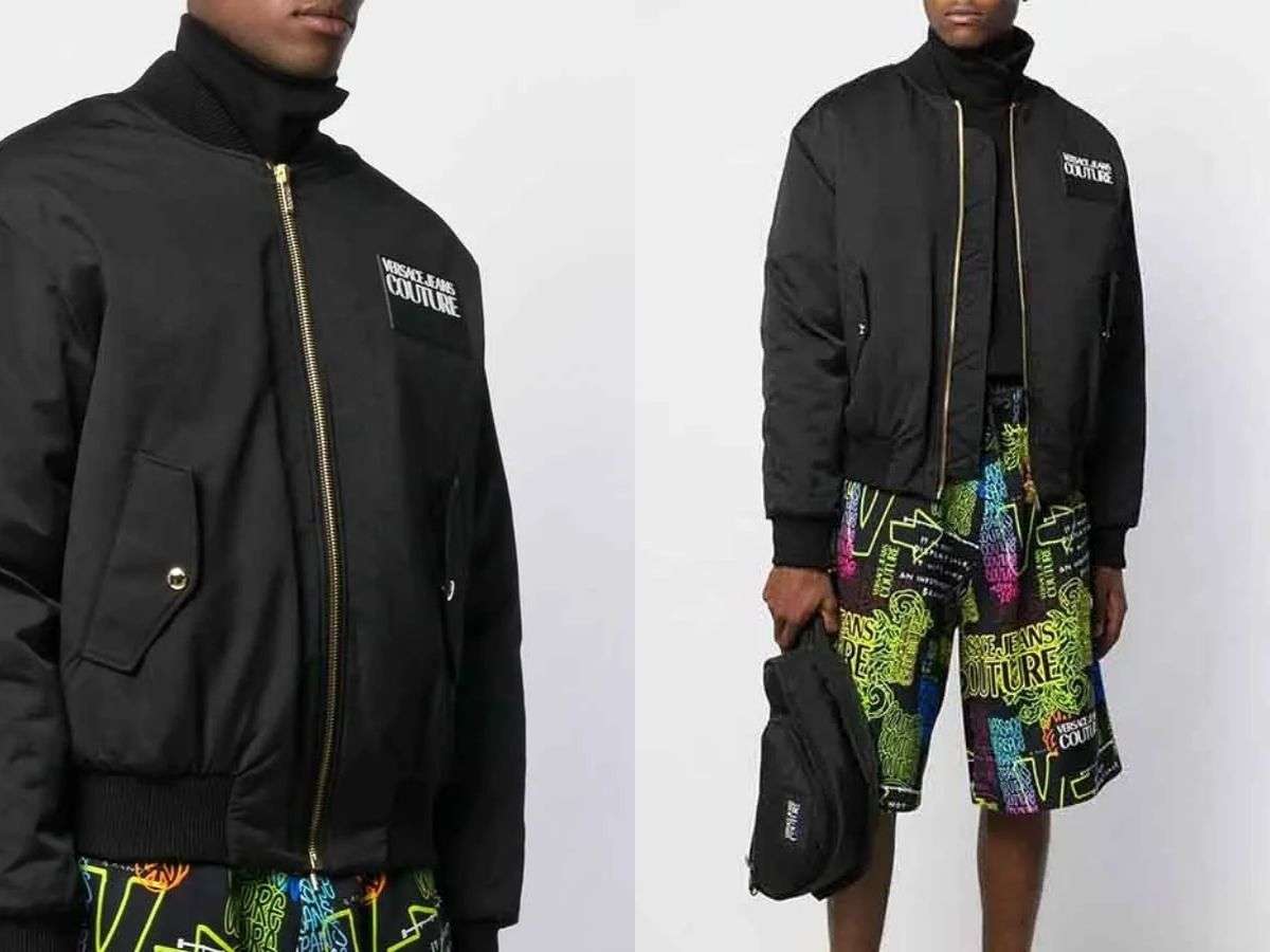 Áo khoác bomber hàng hiệu Versace Jeans Couture Crew Bomber Jacket màu đen