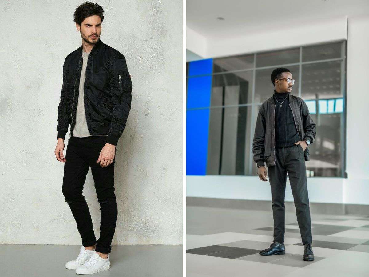 2 outfit với áo khoác bomber