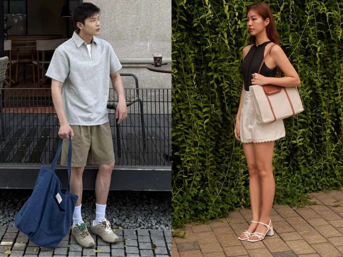 Phối đồ với túi tote đi dạo phố
