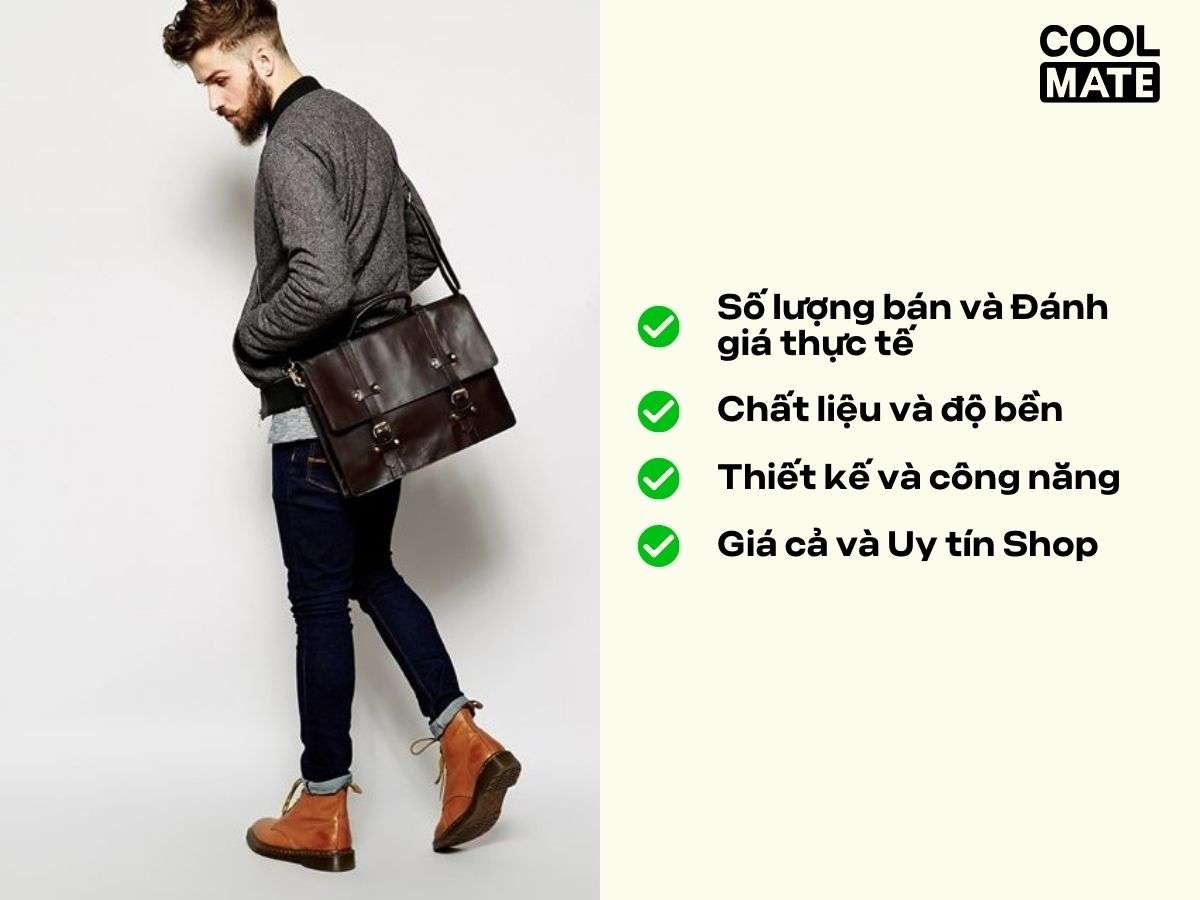 Tiêu chí chấm điểm top túi xách nam bán chạy nhất shopee