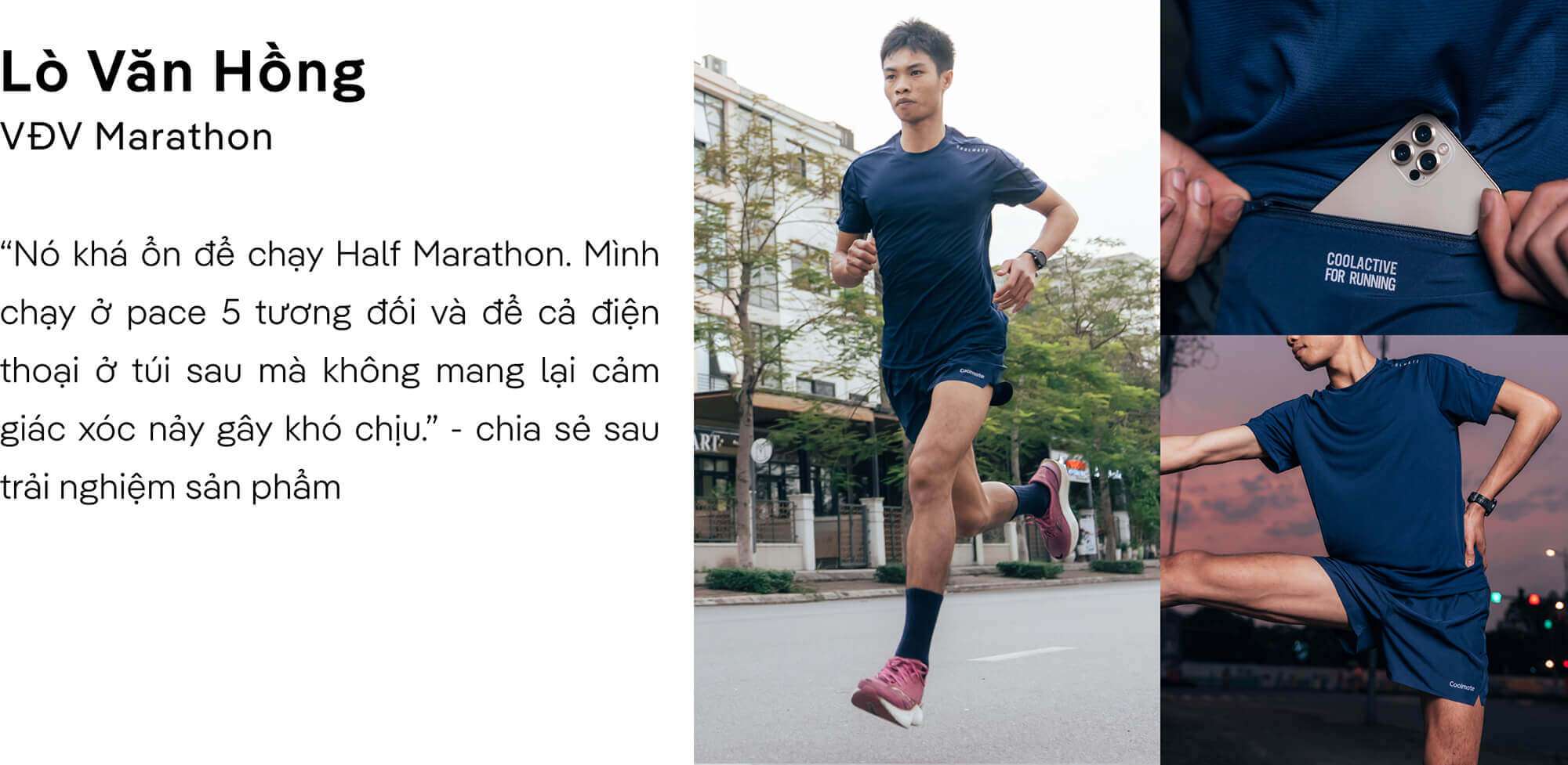 Vận động viên Marathon Lò Văn Hồng đánh giá set đồ chạy bộ Coolmate