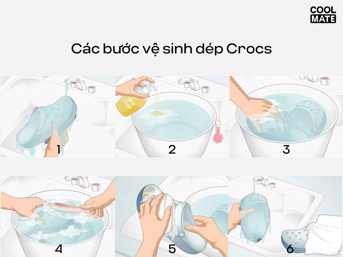Các bước vệ sinh dép Crocs đơn giản tại nhà