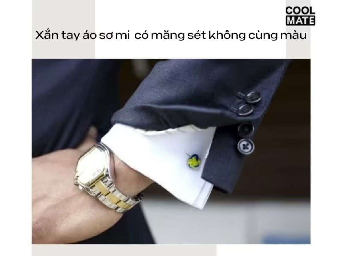 Cách xắn tay áo sơ mi có măng sét khác màu 